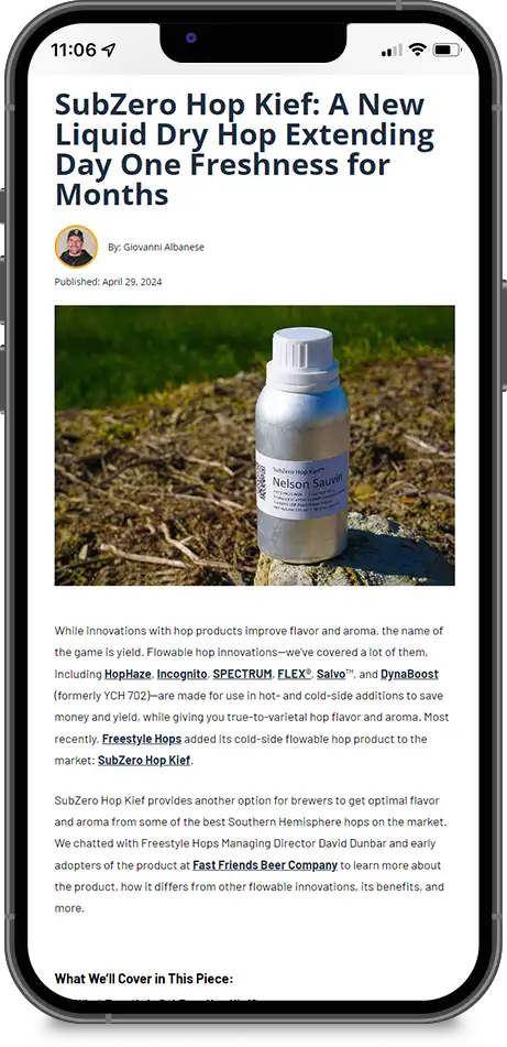 An example of a sponsored editorial from Untappd Marketing